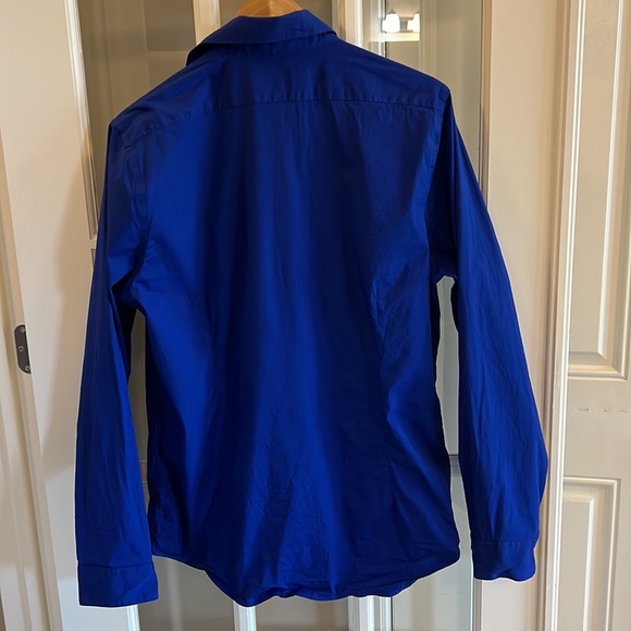 Express Button Down Shirt 1MX Cobalt Blue Size 16-16.5 Fitted - Picture 3 of 5